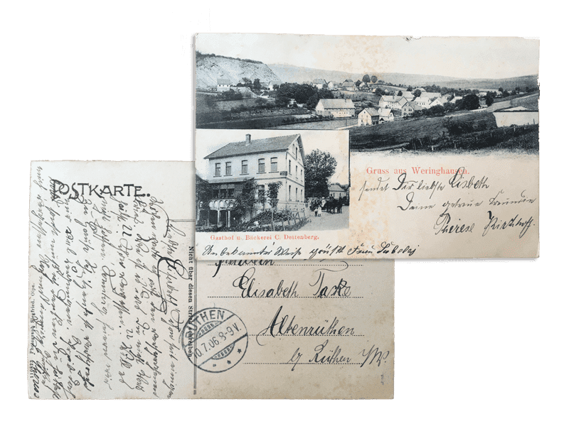 Postkarte aus Weringhausen aus dem Jahr 1906