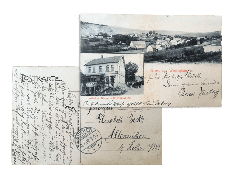 Postkarte aus Weringhausen aus dem Jahr 1906